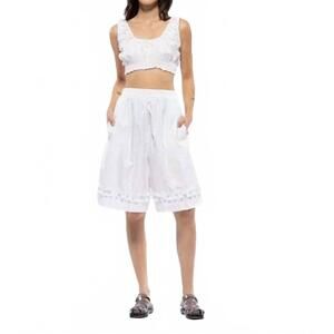 NEW TOIT VOLANT greta ruffle shorts in white